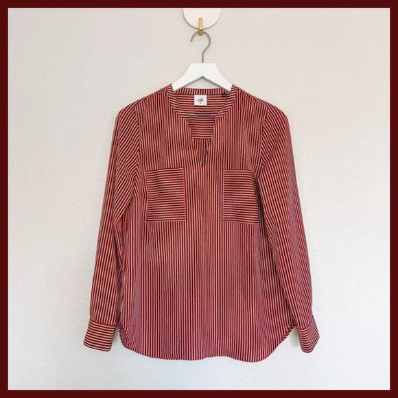 CAbi 5335 Franklin Red Striped Popover Blouse Small - Picture 1 of 5